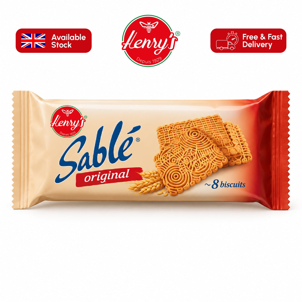 Henry’s Sablé Original Biscuits – 10 x 42g Packs