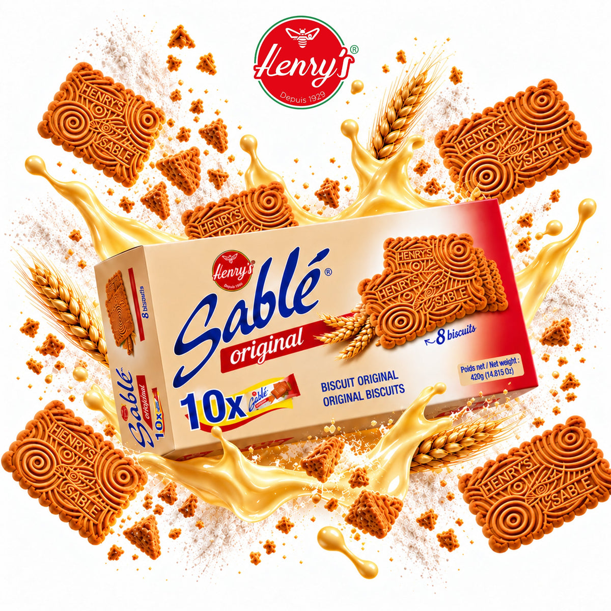 Henry’s Sablé Original Biscuits – 10 x 42g Packs