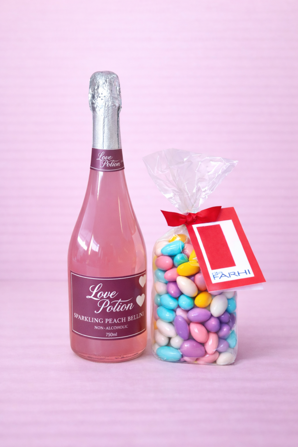 Non-Alcoholic Love Potion Peach Bellini & Sugared Almonds