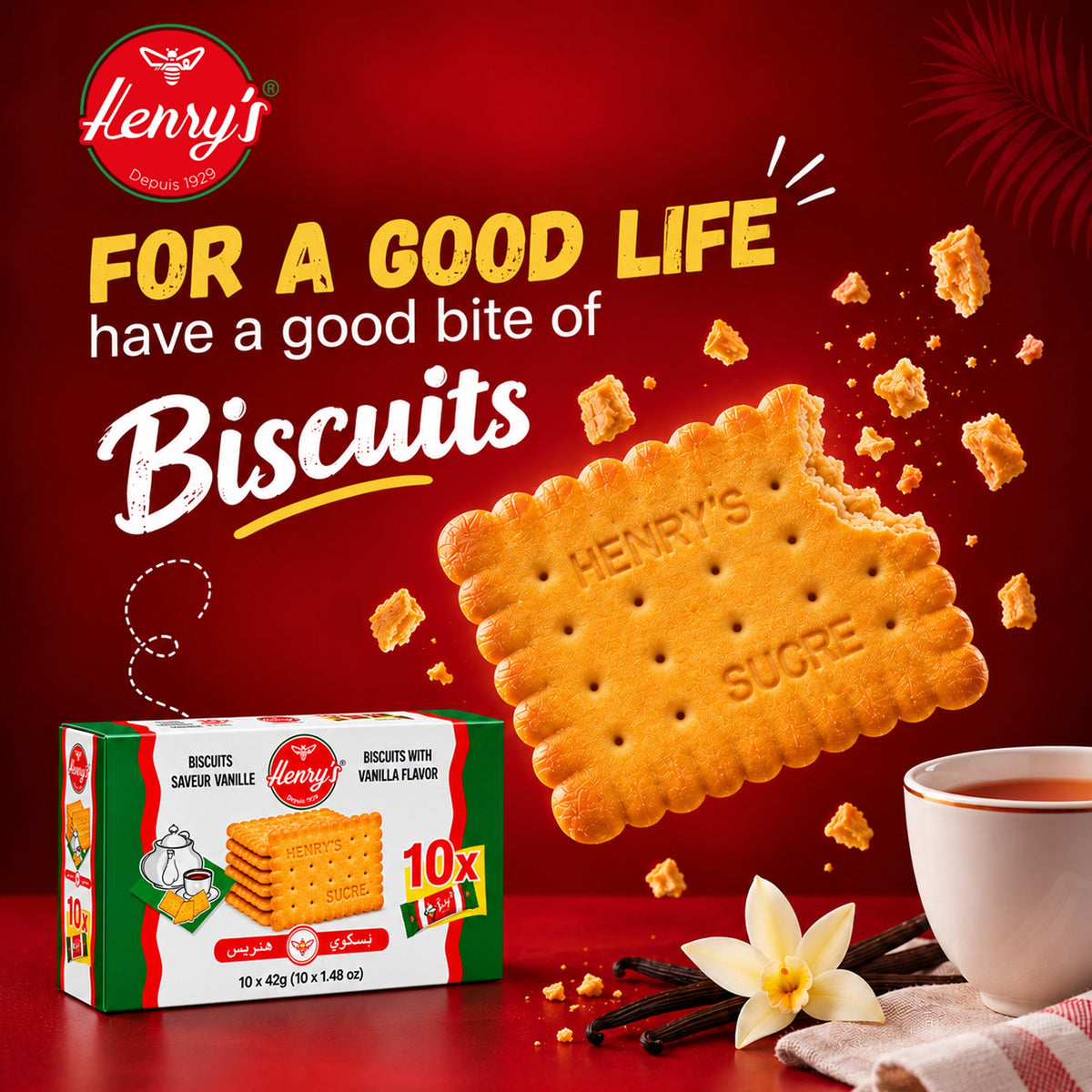 Henry’s Petit Original Tea Biscuits – 10 x 42g Pack
