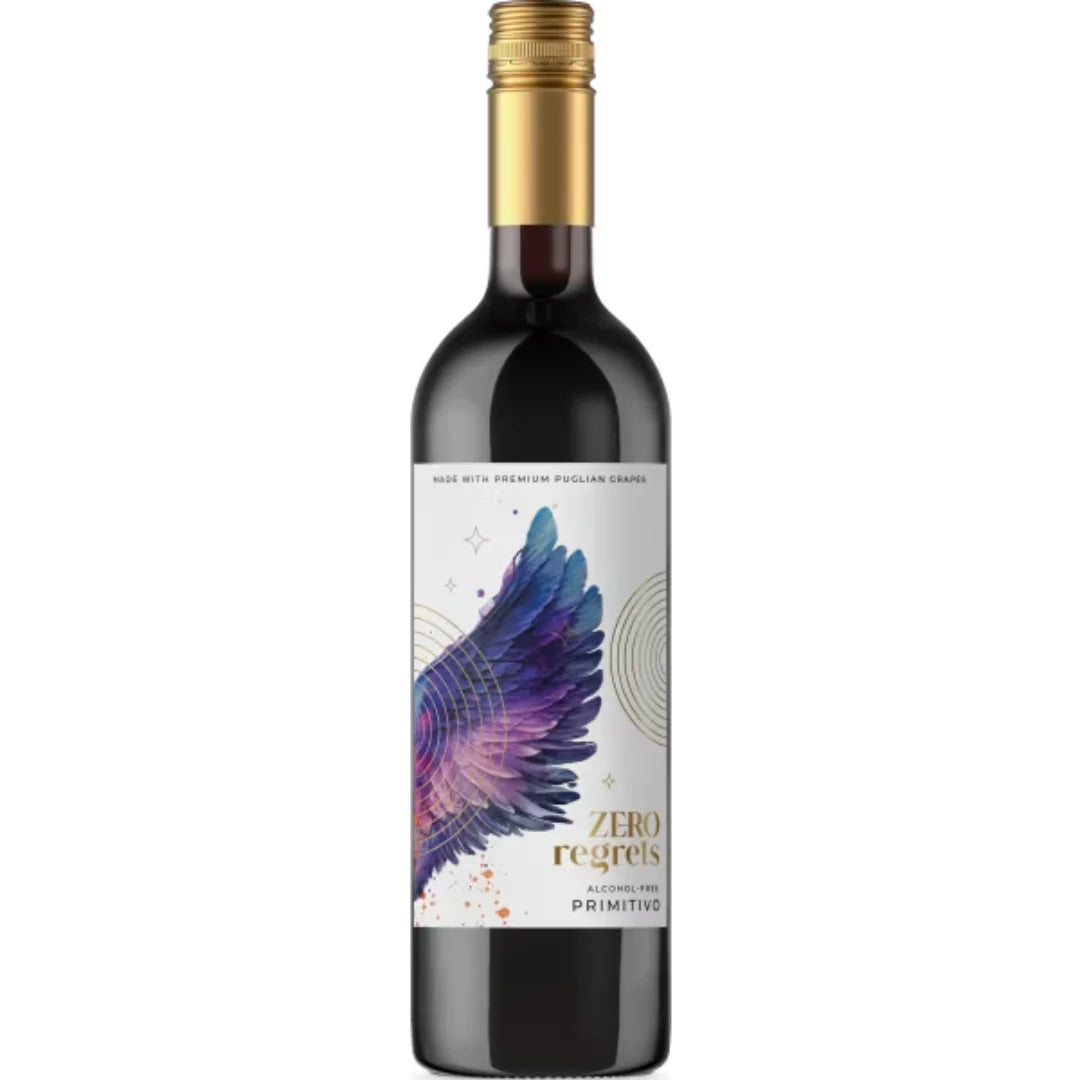 Zero Regrets Primitivo Alcohol Free Red Wine - Premium Non Alcoholic Red Wine Dry Drinker